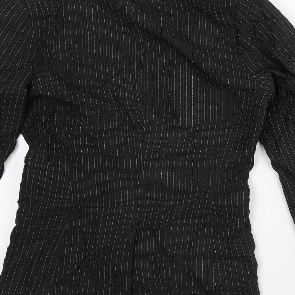 Preworn Womens Black Striped Jacket Blazer Size 8