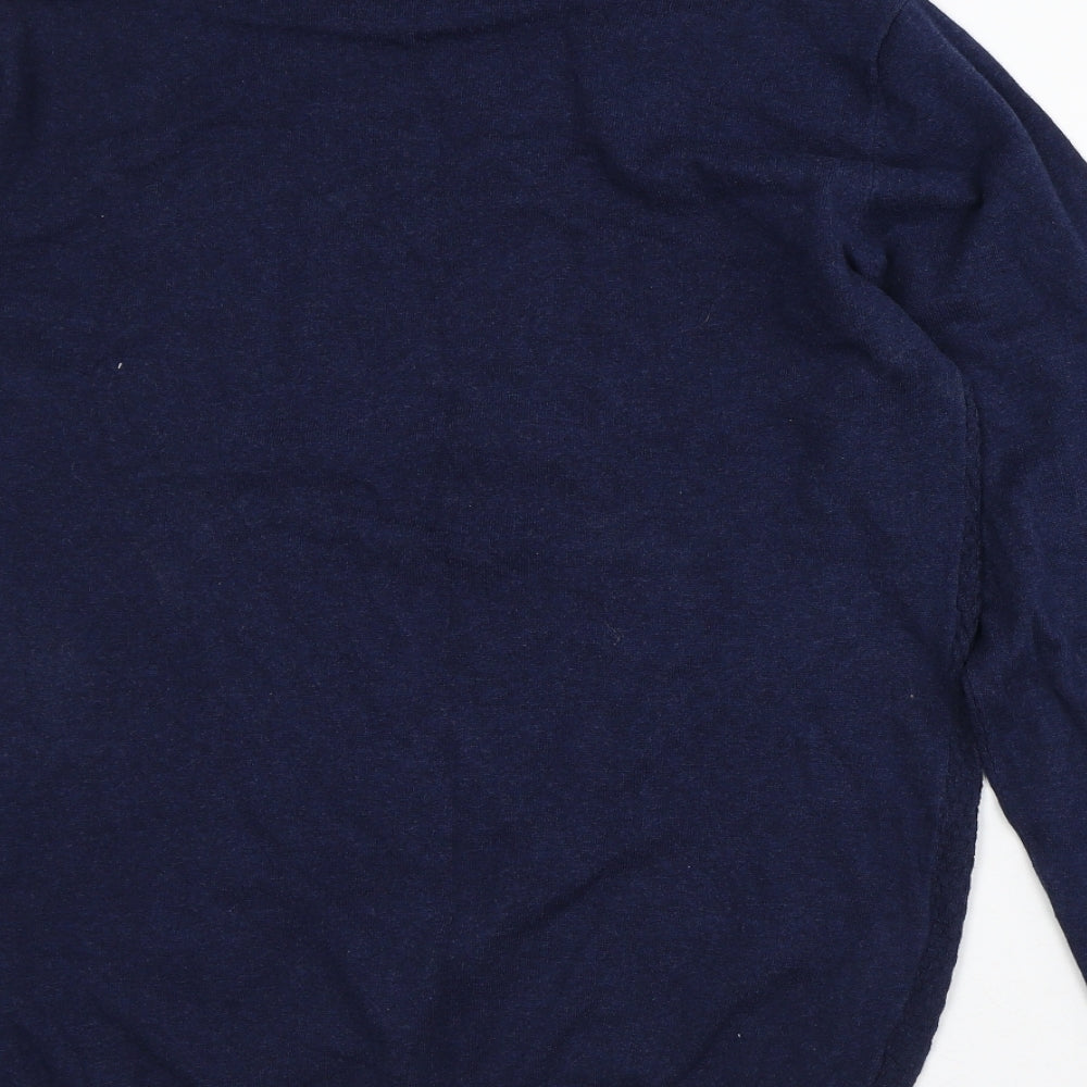 Easy Mens Blue Striped Cotton Pullover Sweatshirt Size M