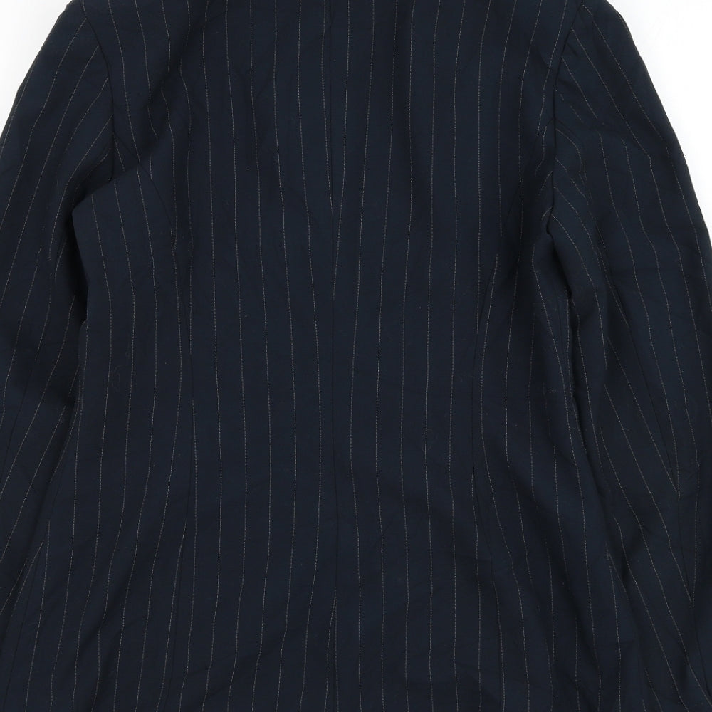 Kookai Womens Blue Striped Overcoat Coat Size 12 Button