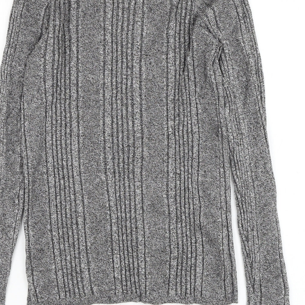 Marks & Spencer Womens Grey Round Neck Viscose Pullover Jumper Size 14