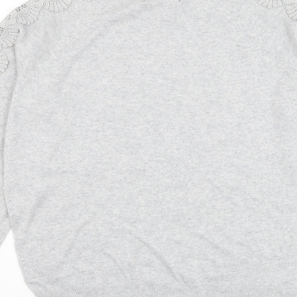 Marks & Spencer Womens Grey Round Neck Polyester Pullover Jumper Size 14
