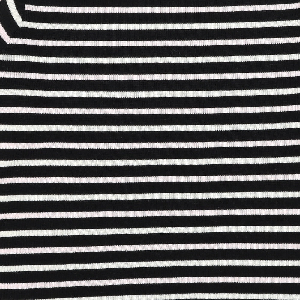 BHS Womens Black Round Neck Striped Acrylic Pullover Jumper Size 18