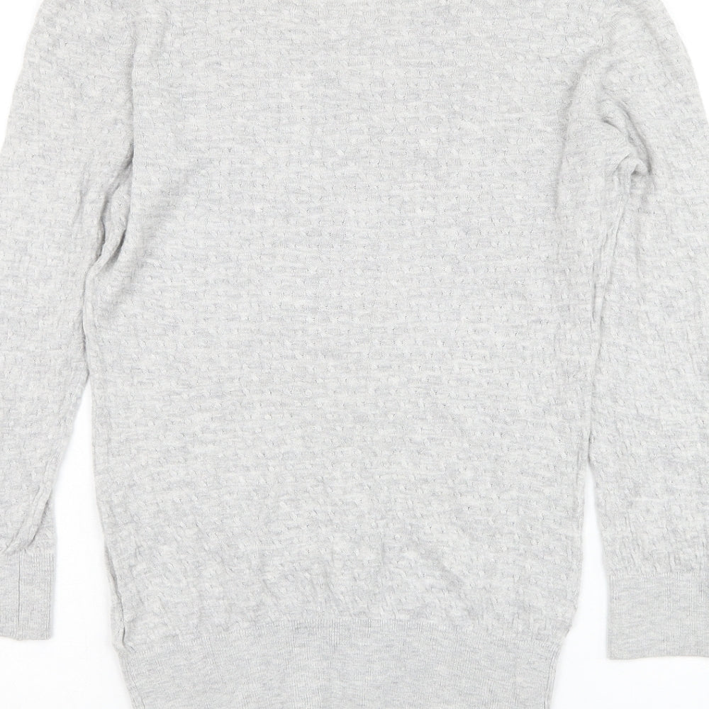 H&M Womens Grey Round Neck Viscose Pullover Jumper Size S