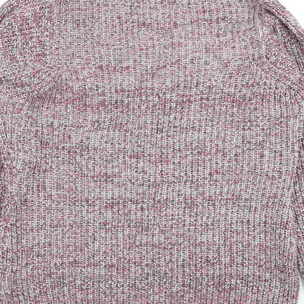 EWM Womens Pink Collared Acrylic Cardigan Jumper Size 10