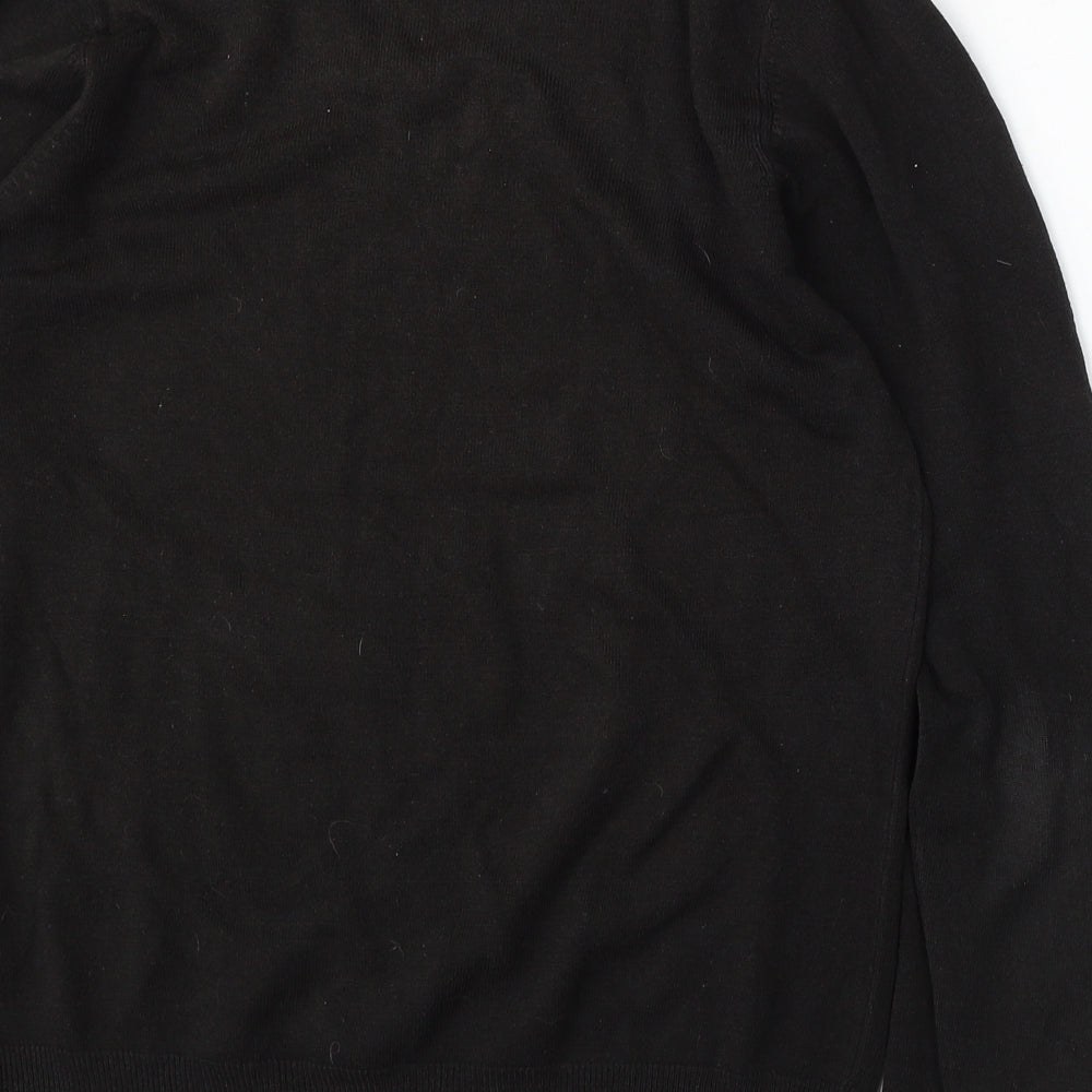 Marks and Spencer Mens Black V-Neck Acrylic Pullover Jumper Size S
