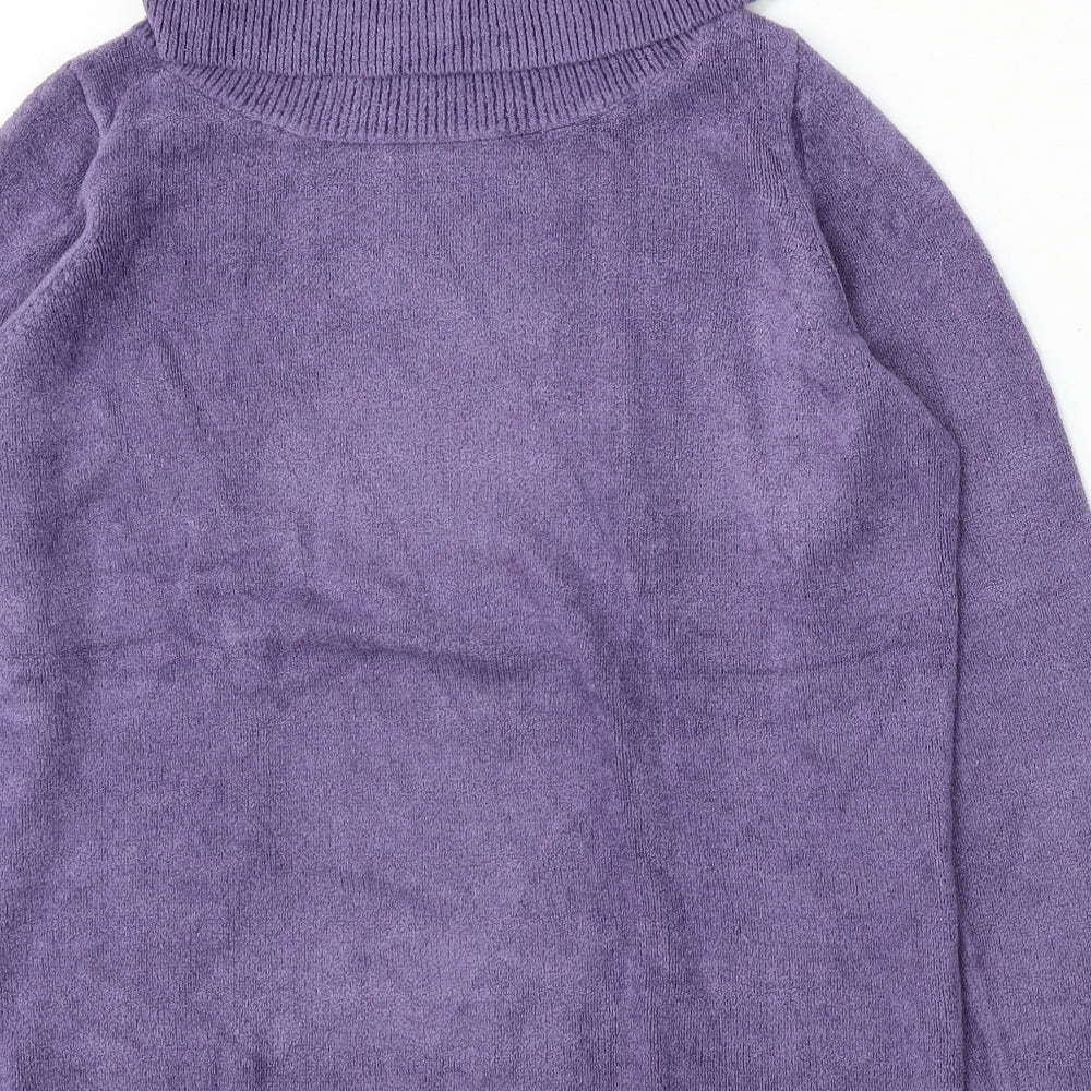 Classics Womens Purple Roll Neck Polyester Pullover Jumper Size M
