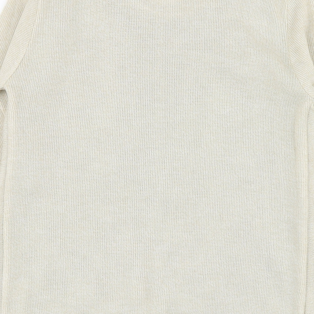 Ocean Blue Womens Beige V-Neck Acrylic Pullover Jumper Size S