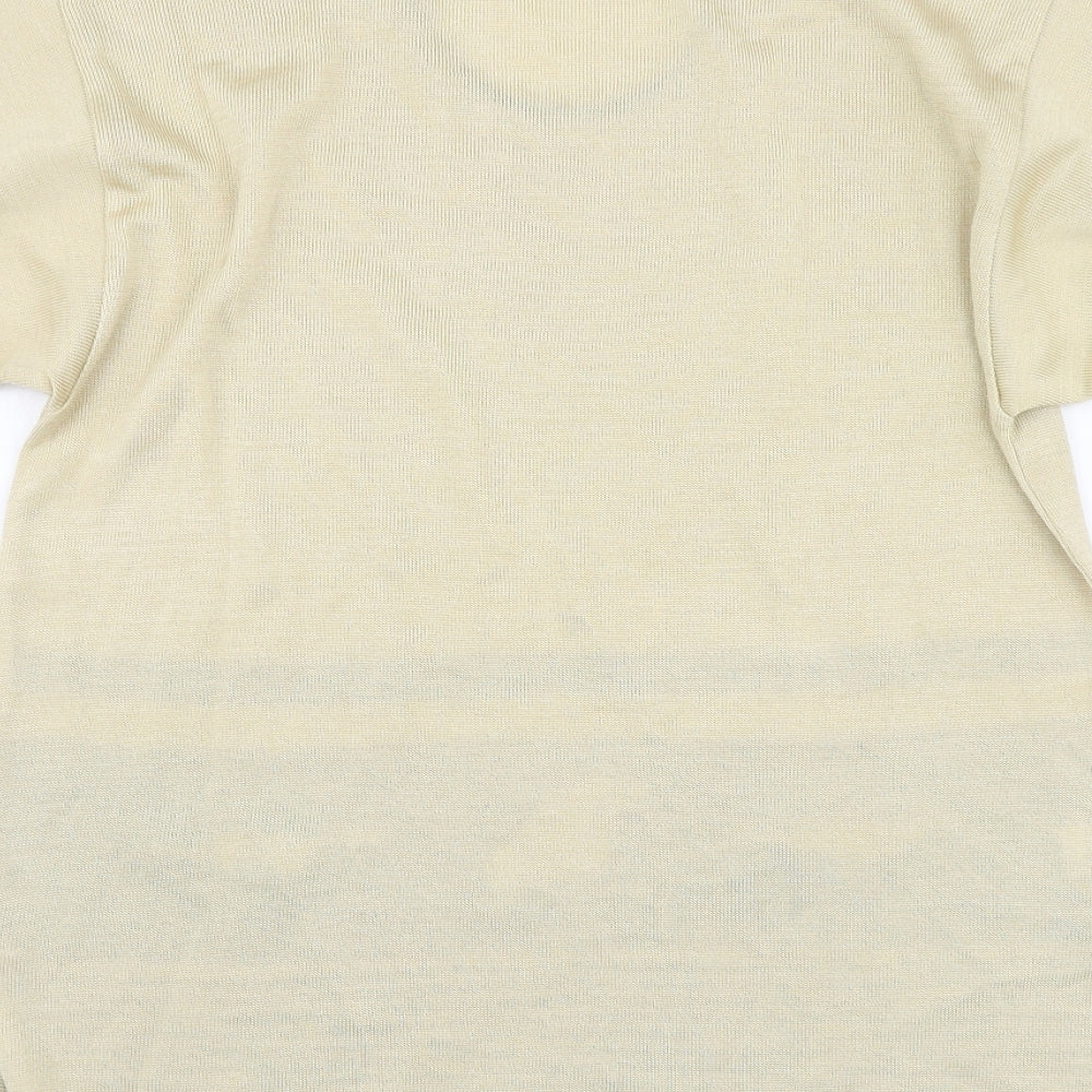 Stephen Womens Beige Striped Viscose Basic T-Shirt Size S Round Neck