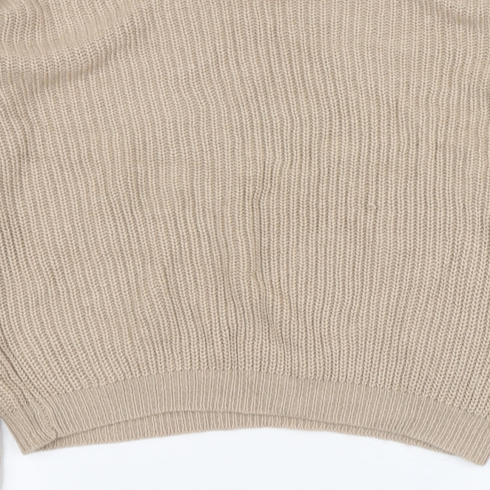 Missguided Womens Beige Round Neck Acrylic Pullover Jumper Size S