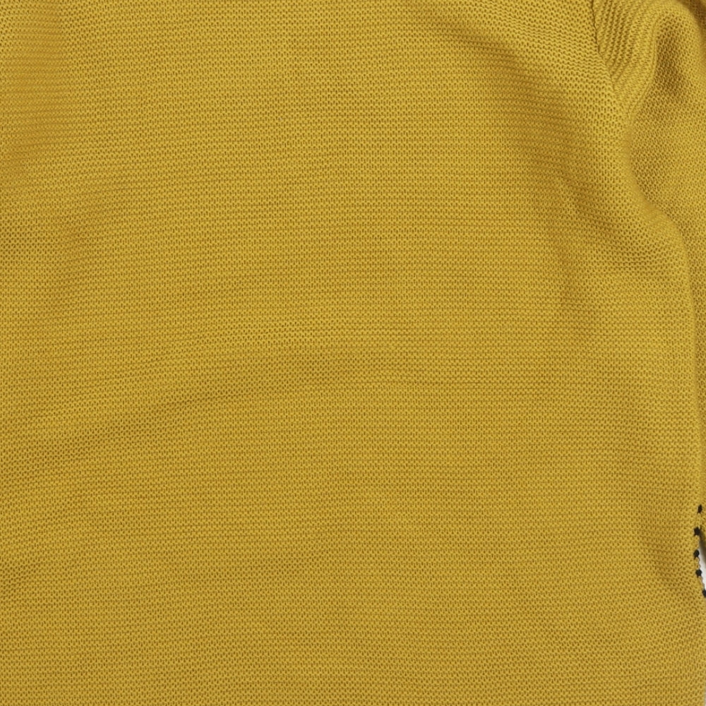 Preworn Womens Yellow Boat Neck Striped Acrylic Pullover Jumper Size L
