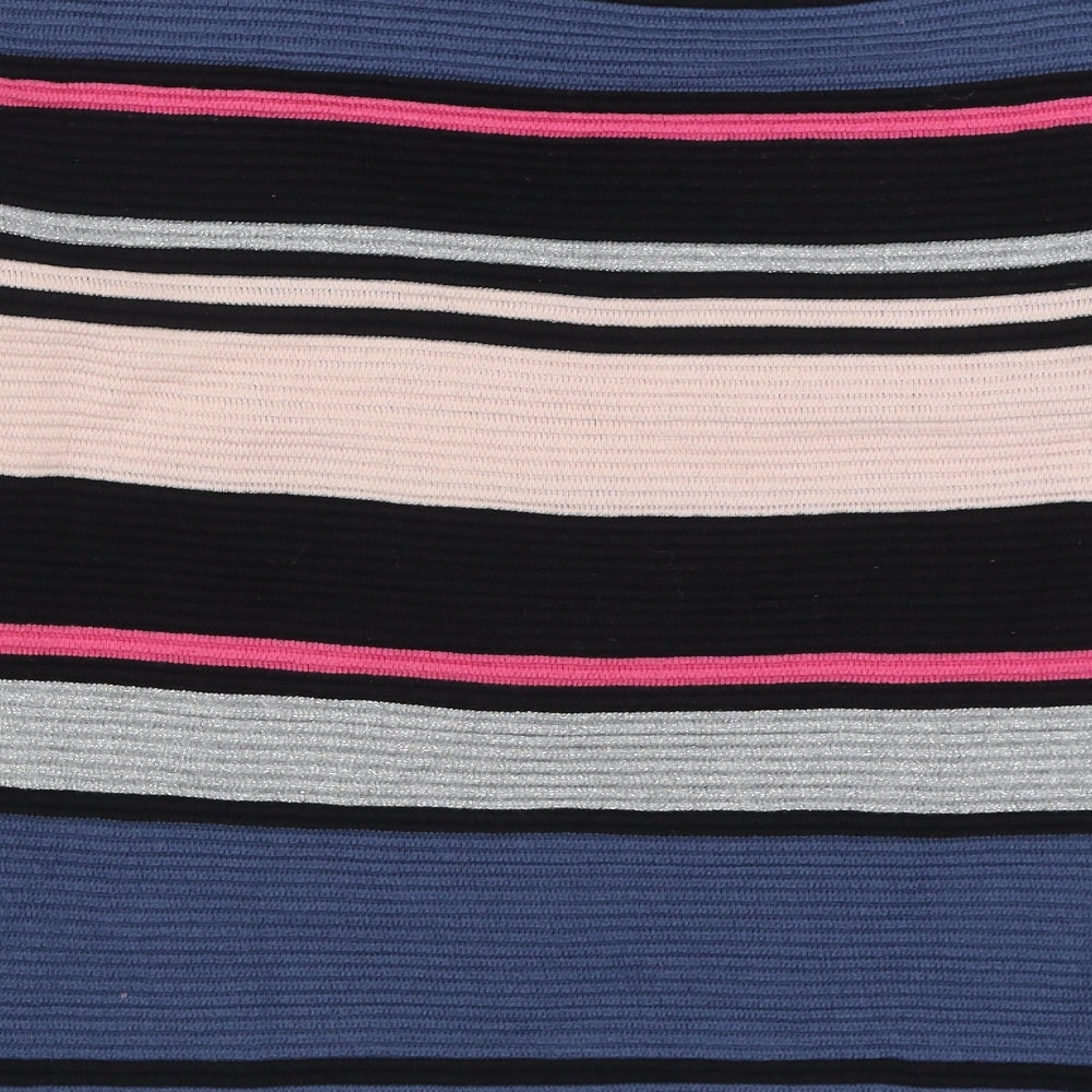H&M Womens Multicoloured Round Neck Striped Viscose Pullover Jumper Size XS