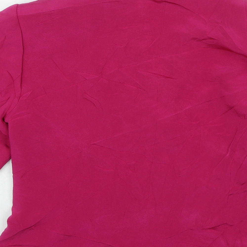 Country Casuals Womens Pink Silk Basic Button-Up Size 8 Round Neck