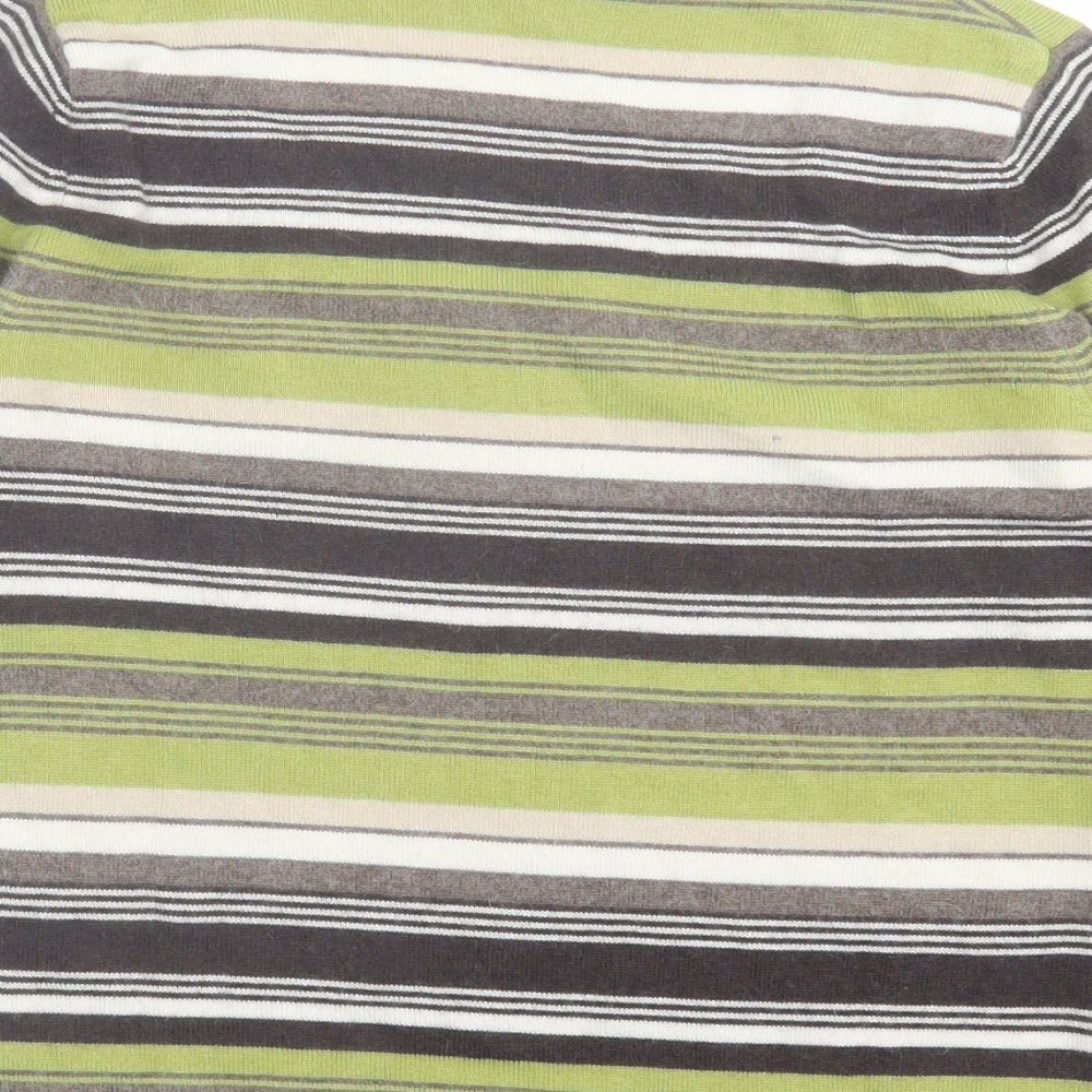 Alex&Co Womens Green Striped Viscose Basic T-Shirt Size 10 Square Neck