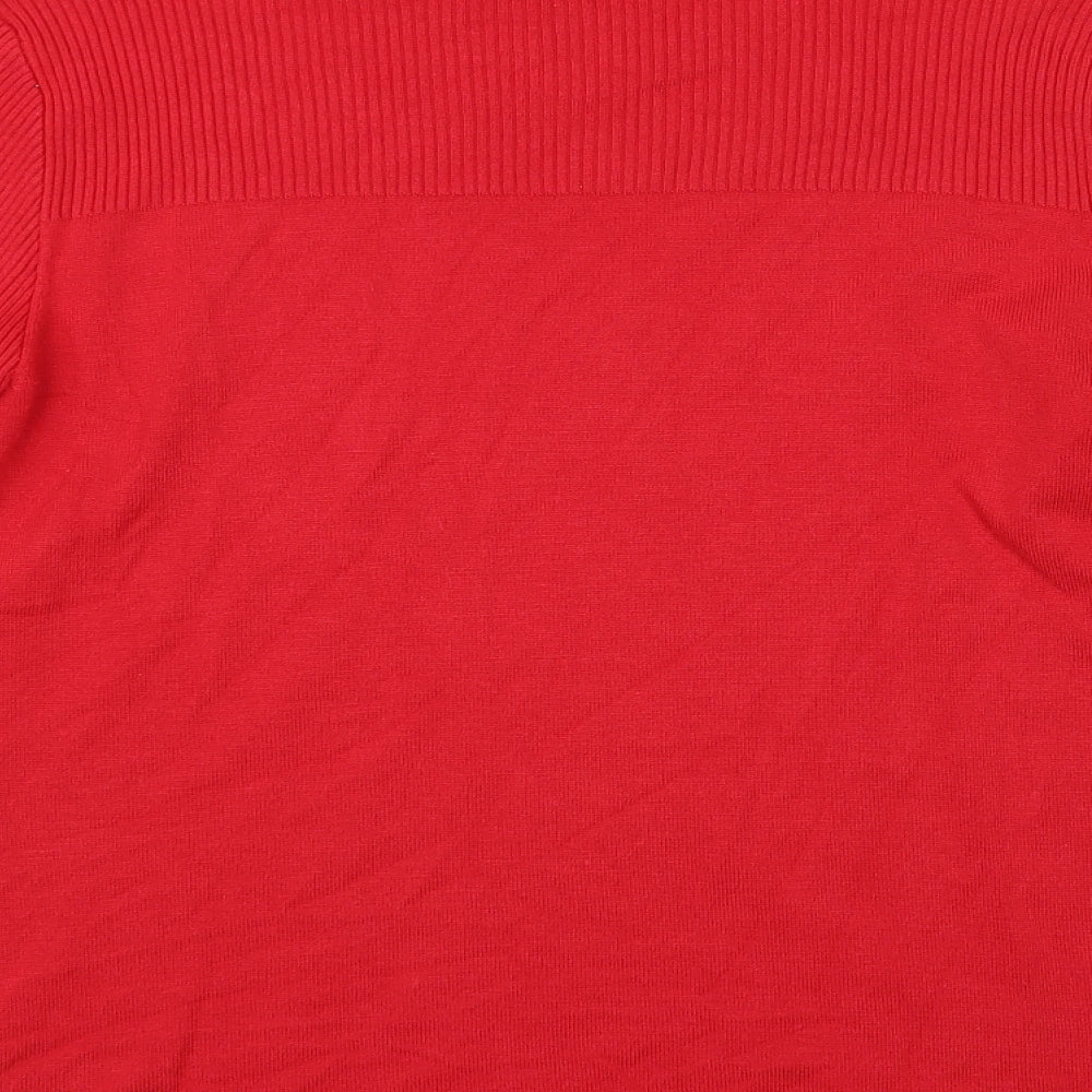 Marble Womens Red Mock Neck Viscose Pullover Jumper Size S