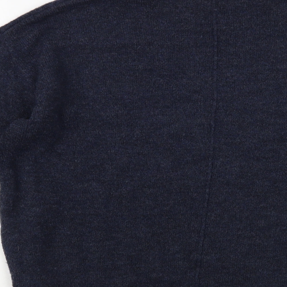 H&M Womens Blue V-Neck Acrylic Pullover Jumper Size S
