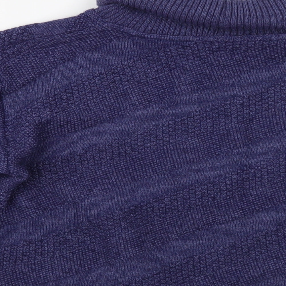 Zagara Womens Blue Roll Neck Acrylic Pullover Jumper Size M