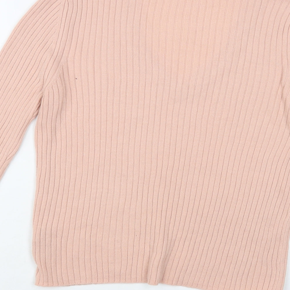 Marks & Spencer Womens Pink V-Neck Acrylic Pullover Jumper Size 12