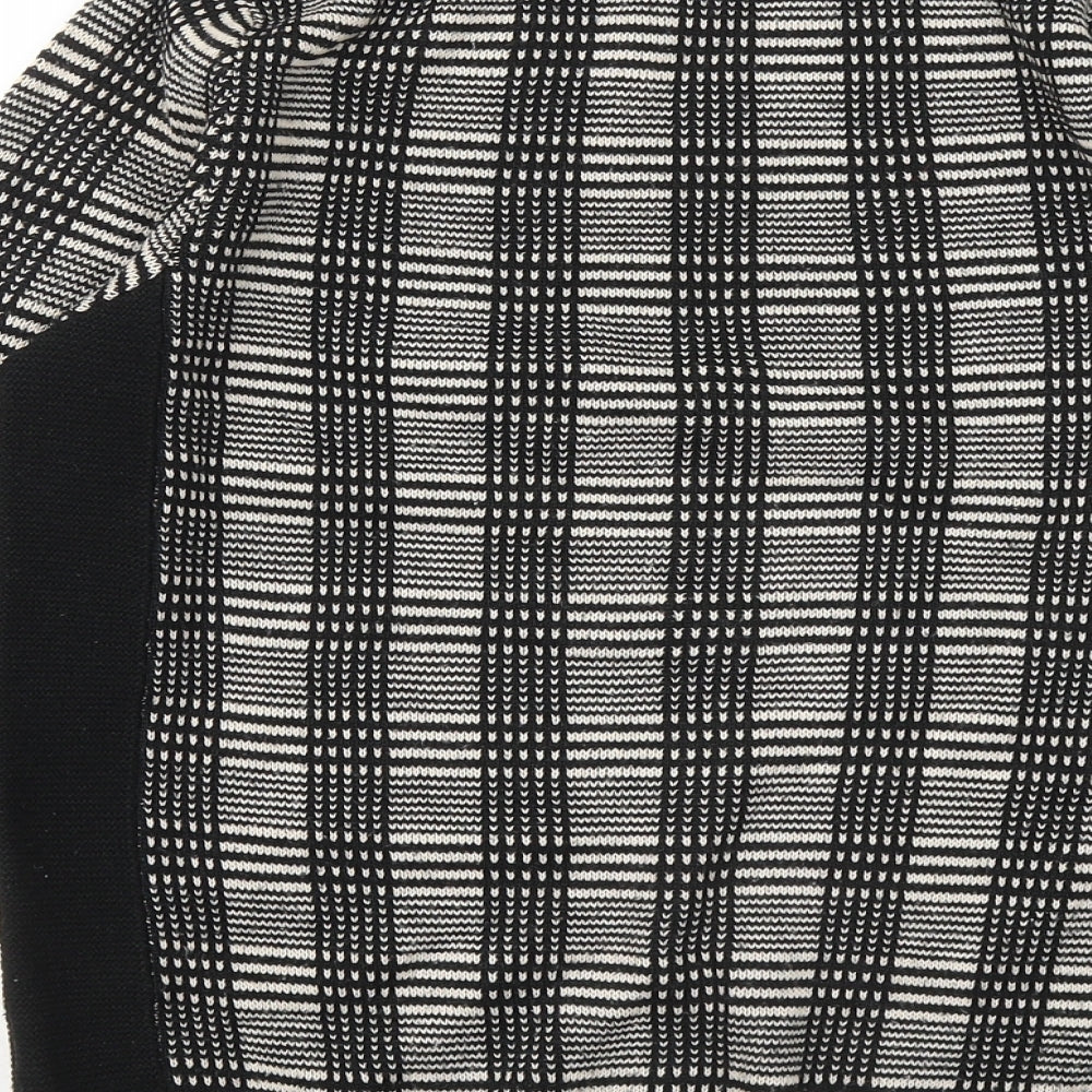 Betty Jackson Black Womens Black Round Neck Plaid Acrylic Pullover Jumper Size 8