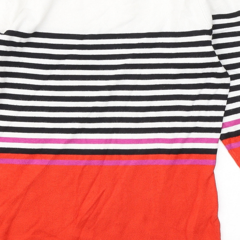M&Co Womens Multicoloured Round Neck Striped Viscose Pullover Jumper Size 8