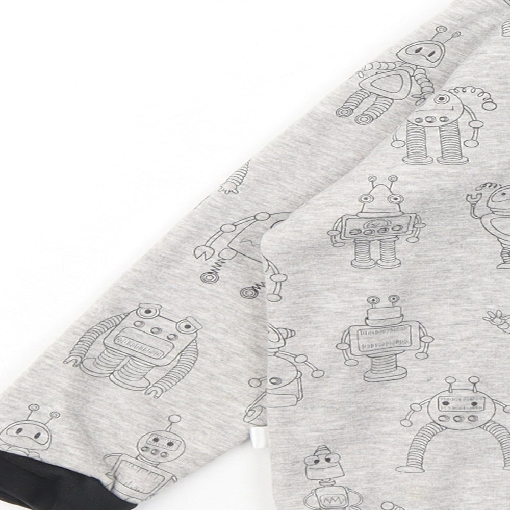 born wild Boys Grey Geometric Cotton Pullover Sweatshirt Size 4 Years - Robots