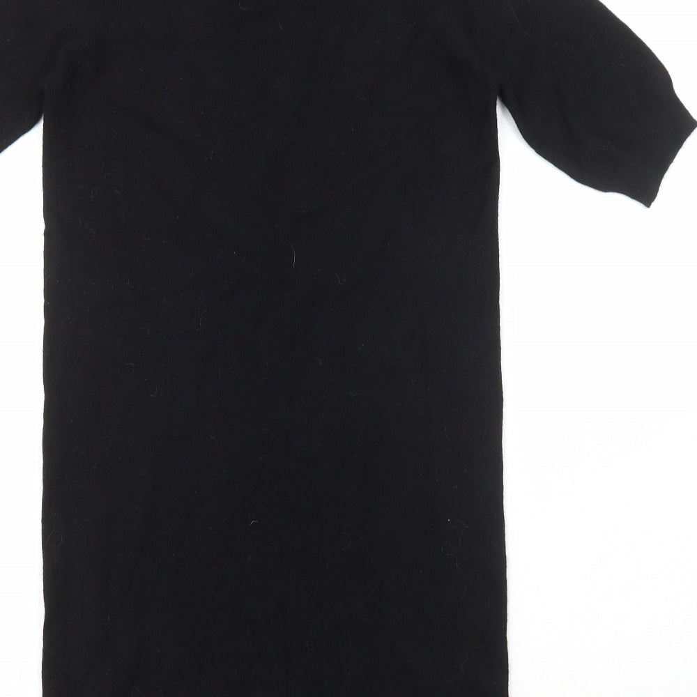 Preworn Womens Black Acrylic Jacket Dress Size 12 High Neck