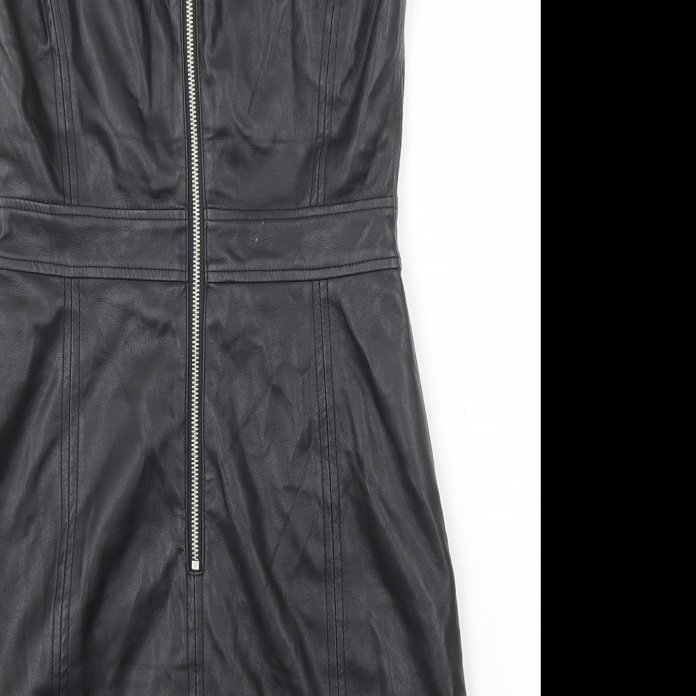 Warehouse Womens Black Polyester A-Line Size 10 Scoop Neck