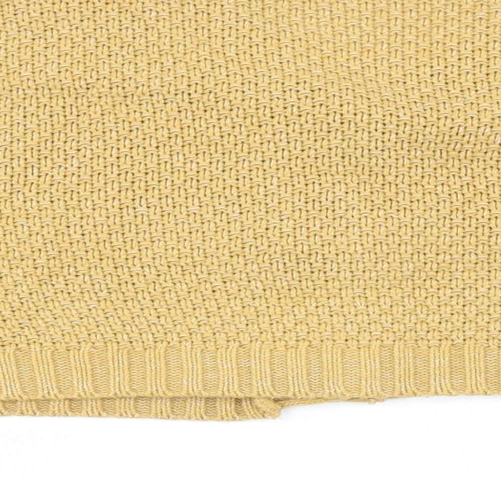 Rebellious Womens Yellow V-Neck Acrylic Cardigan Jumper Size S