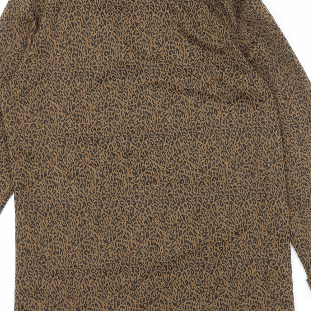 New Look Womens Brown Animal Print Jacket Blazer Size 10