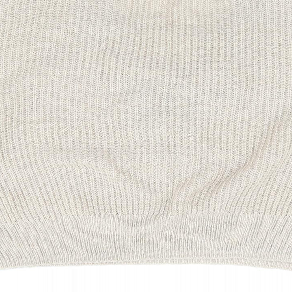 H&M Womens Beige V-Neck Acrylic Pullover Jumper Size M