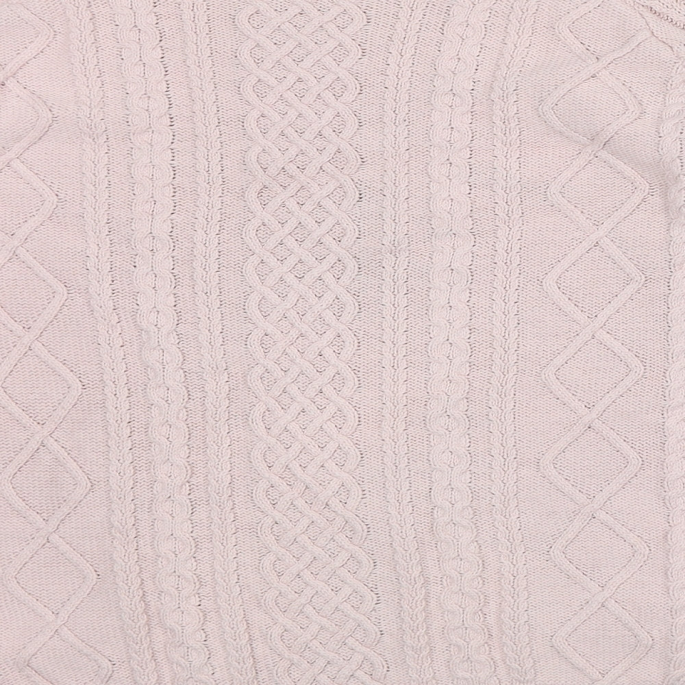 TRU Collection Womens Pink Round Neck Cotton Pullover Jumper Size S