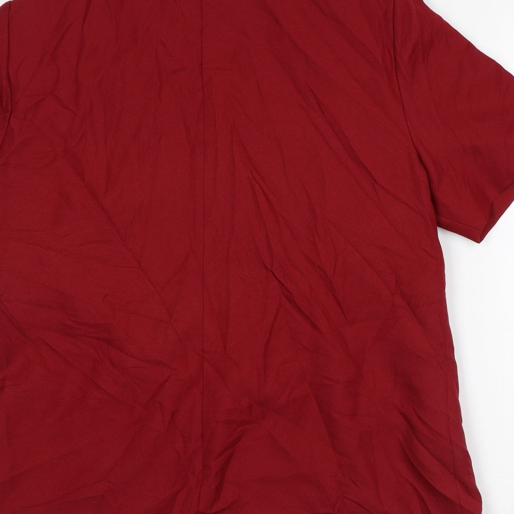 Daxon Womens Red Polyester Basic Button-Up Size 18 Collared