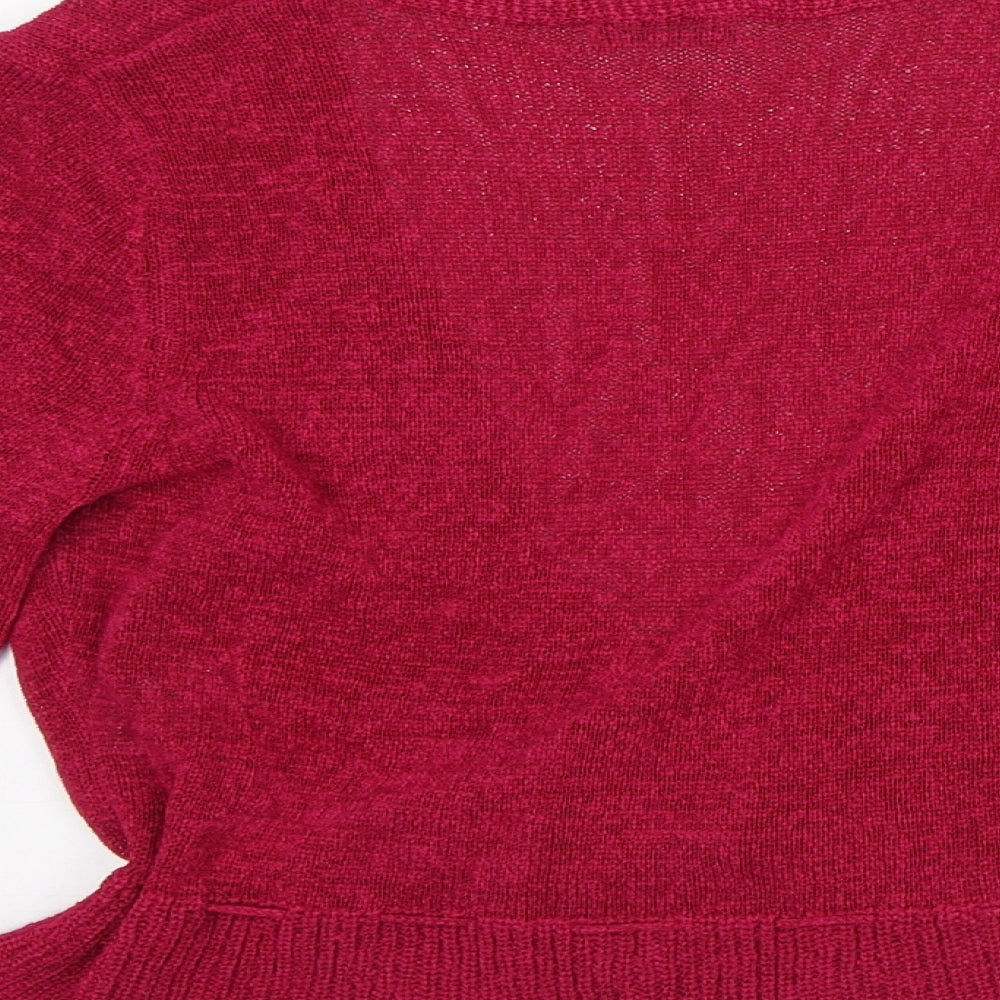 Planet Womens Pink V-Neck Polyester Cardigan Jumper Size S
