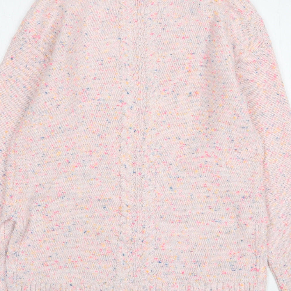Khost Womens Pink High Neck Acrylic Pullover Jumper Size 8