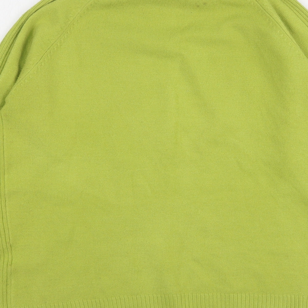 Ann Marie Womens Green High Neck Acetate Pullover Jumper Size M