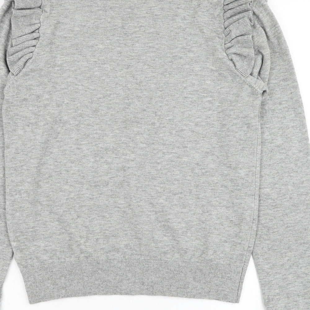 QED London Womens Grey Round Neck Viscose Pullover Jumper Size M