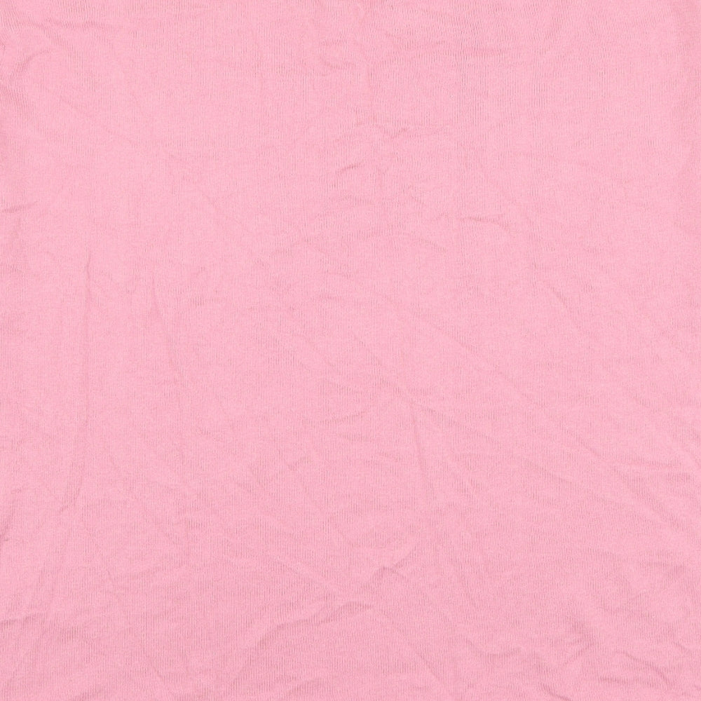 Preworn Womens Pink Round Neck Polyester Pullover Jumper Size L