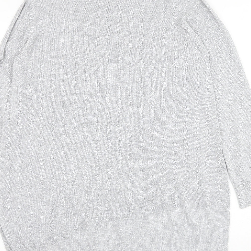 River Island Womens Silver Round Neck Viscose Pullover Jumper Size 12