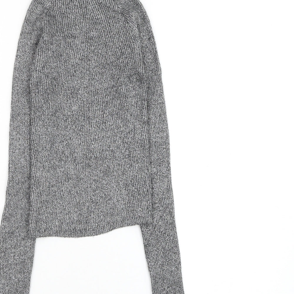 Bershka Womens Grey High Neck Polyester Pullover Jumper Size XS