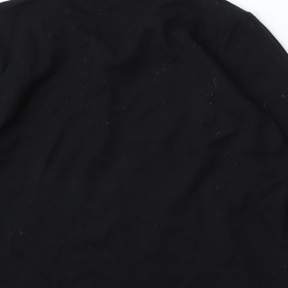AMARANTO Womens Black Collared Cotton Pullover Jumper Size 16