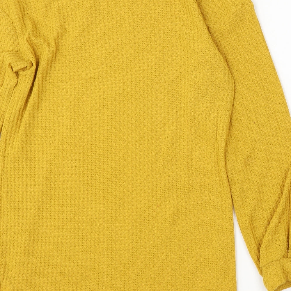 SheIn Womens Yellow Round Neck Polyester Pullover Jumper Size XS
