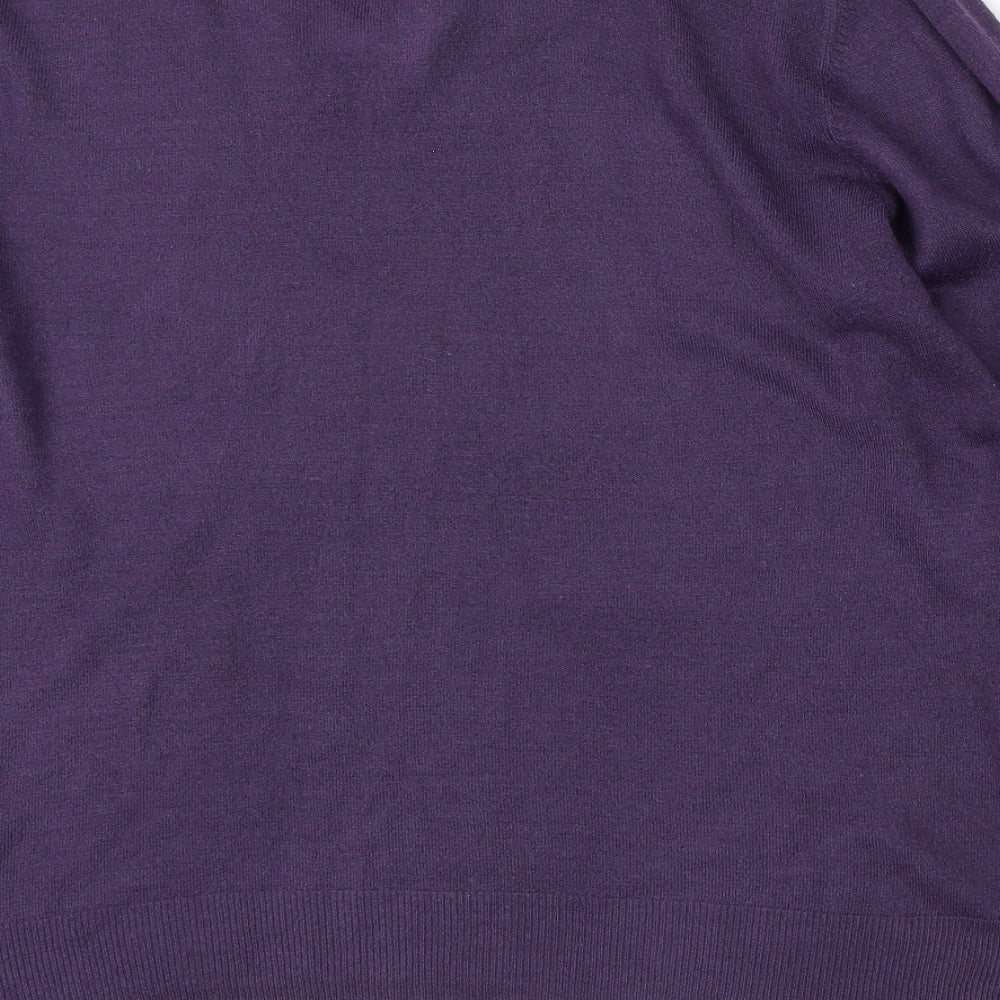 Marks & Spencer Mens Purple V-Neck Acrylic Pullover Jumper Size M
