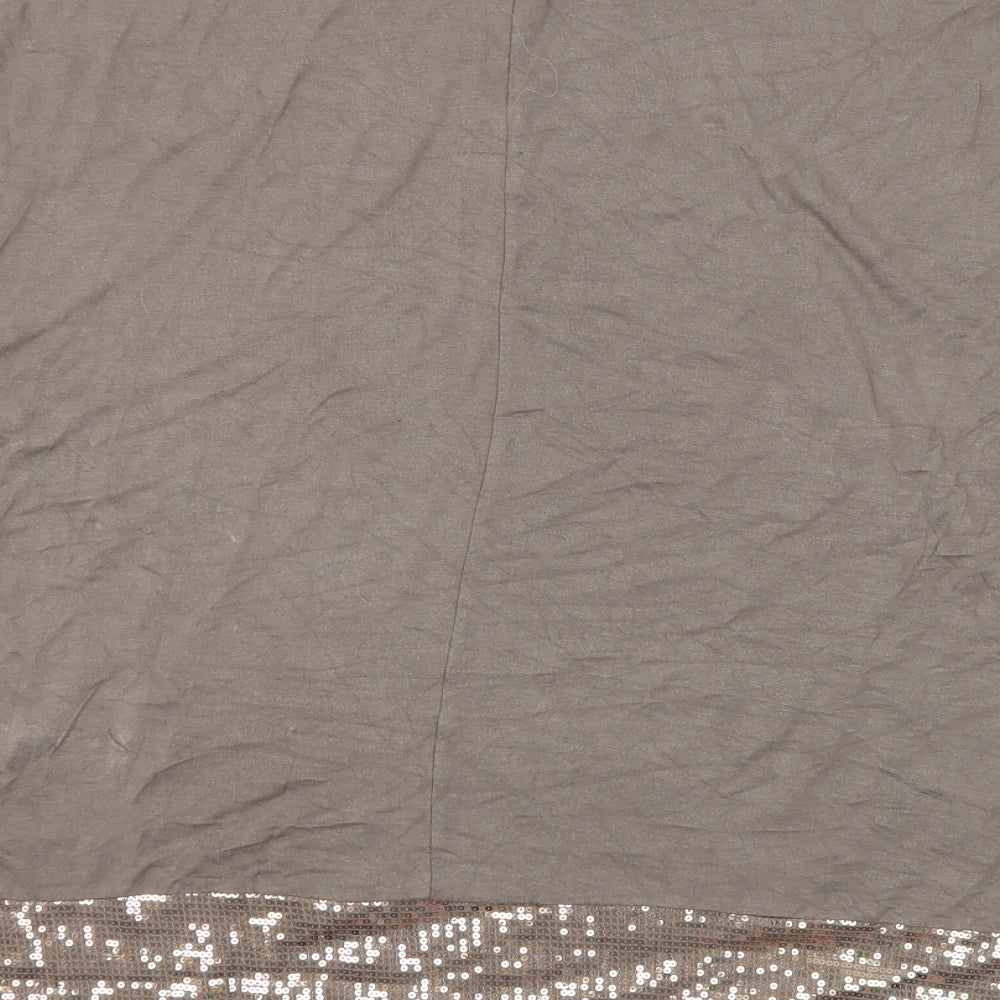 Preworn Womens Brown Viscose Basic Blouse Size XL Round Neck - Sequins