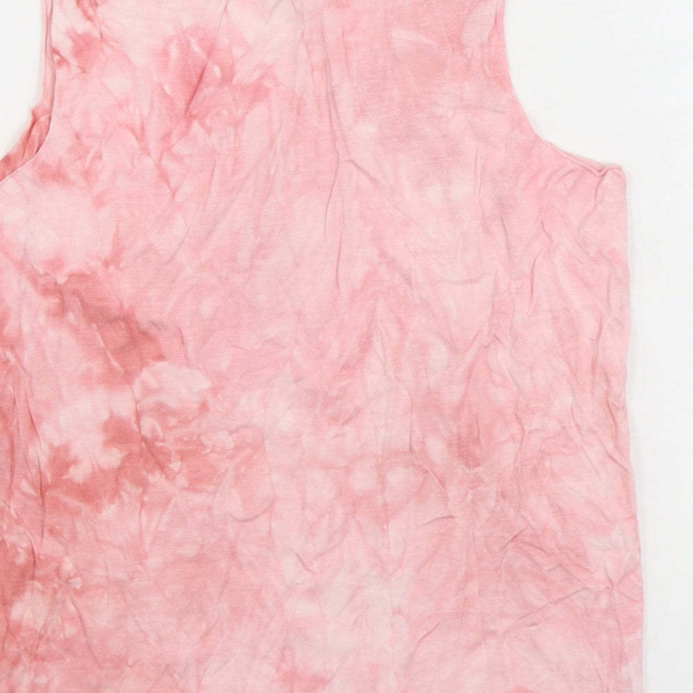 Atmosphere Womens Pink Cotton Basic Tank Size 4 Boat Neck - Tie Dye