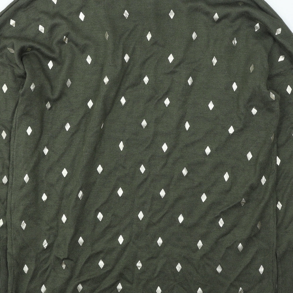 anthem Womens Green Round Neck Geometric Acrylic Pullover Jumper Size XS