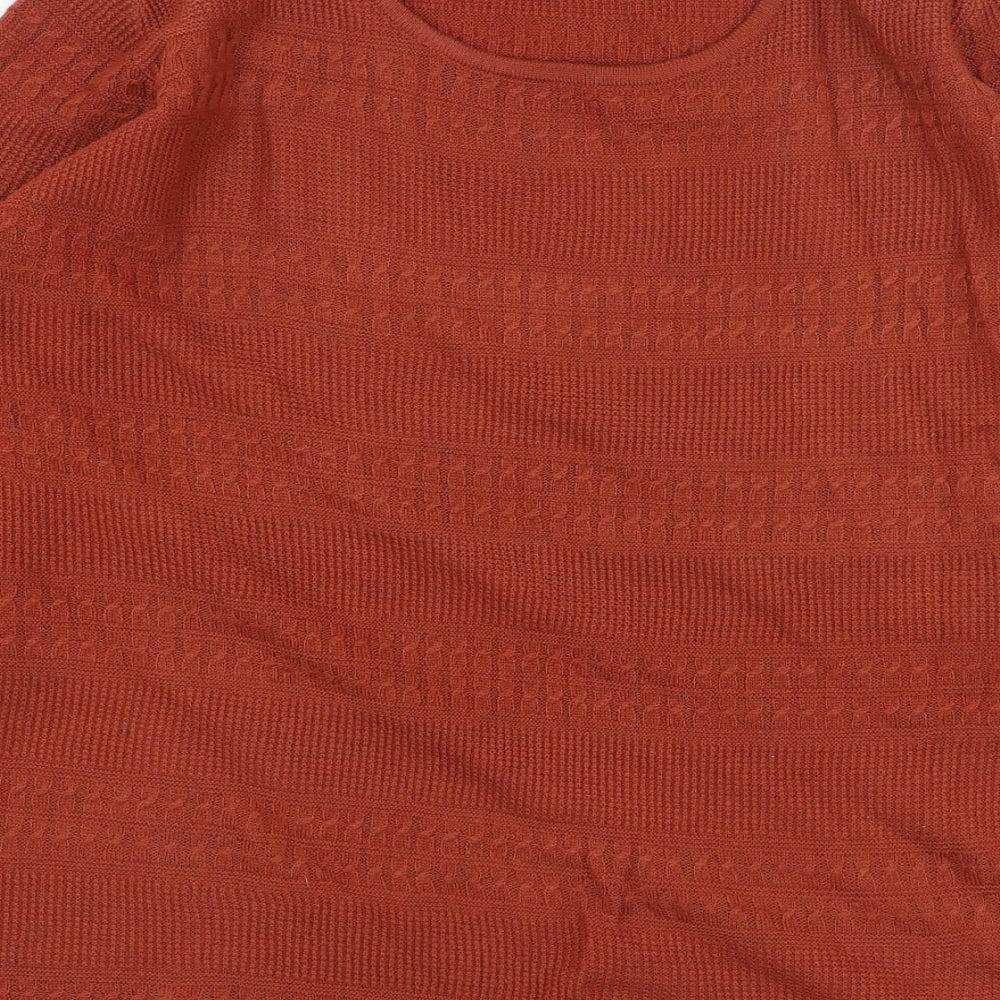 Isle Womens Orange Round Neck Acrylic Pullover Jumper Size 14