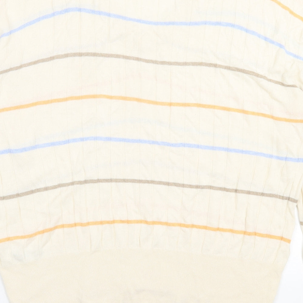 Marks & Spencer Womens Multicoloured V-Neck Striped Viscose Pullover Jumper Size XL