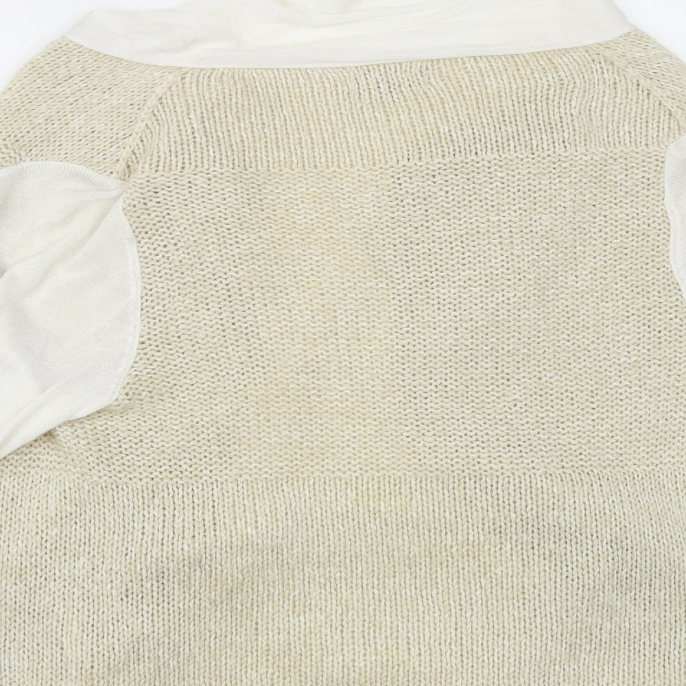 Soon Womens Beige V-Neck Acrylic Cardigan Jumper Size 12
