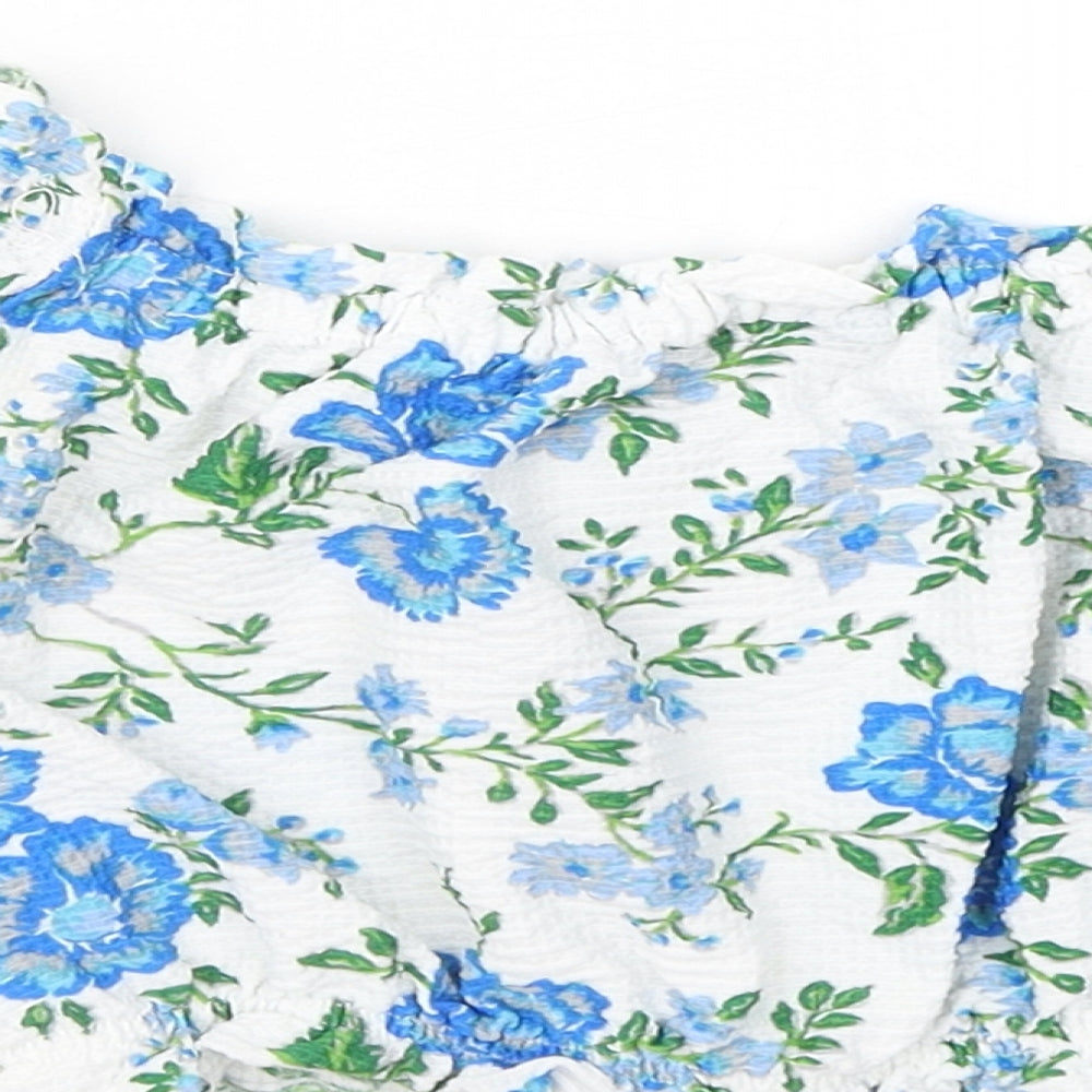 Topshop Womens Multicoloured Floral Polyester Basic Blouse Size 6 Round Neck