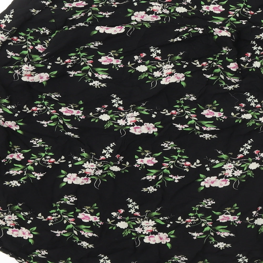 Atmosphere Womens Black Floral Viscose Basic Button-Up Size 14 V-Neck
