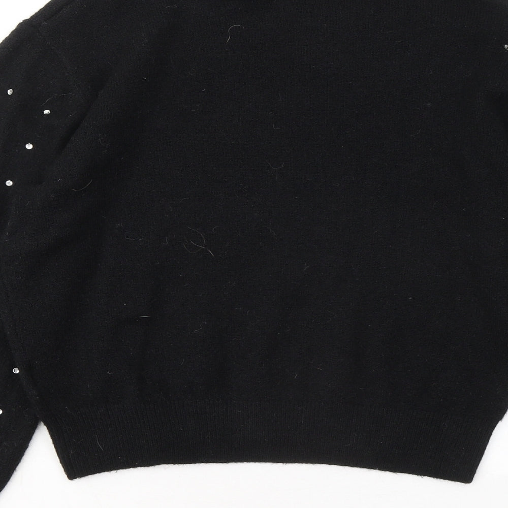 Divided by H&M Womens Black Mock Neck Geometric Acrylic Pullover Jumper Size M